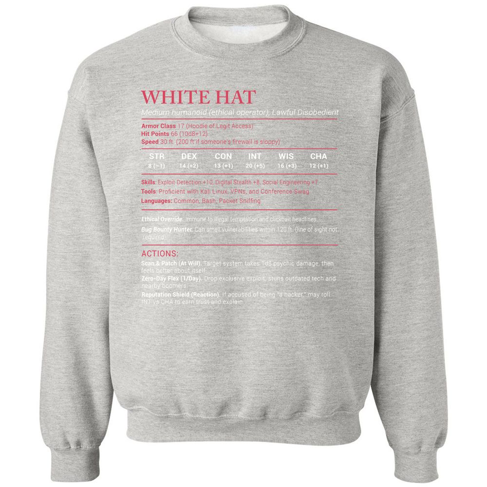 White Hat Stats Classic Unisex Sweatshirt - Ash - 8