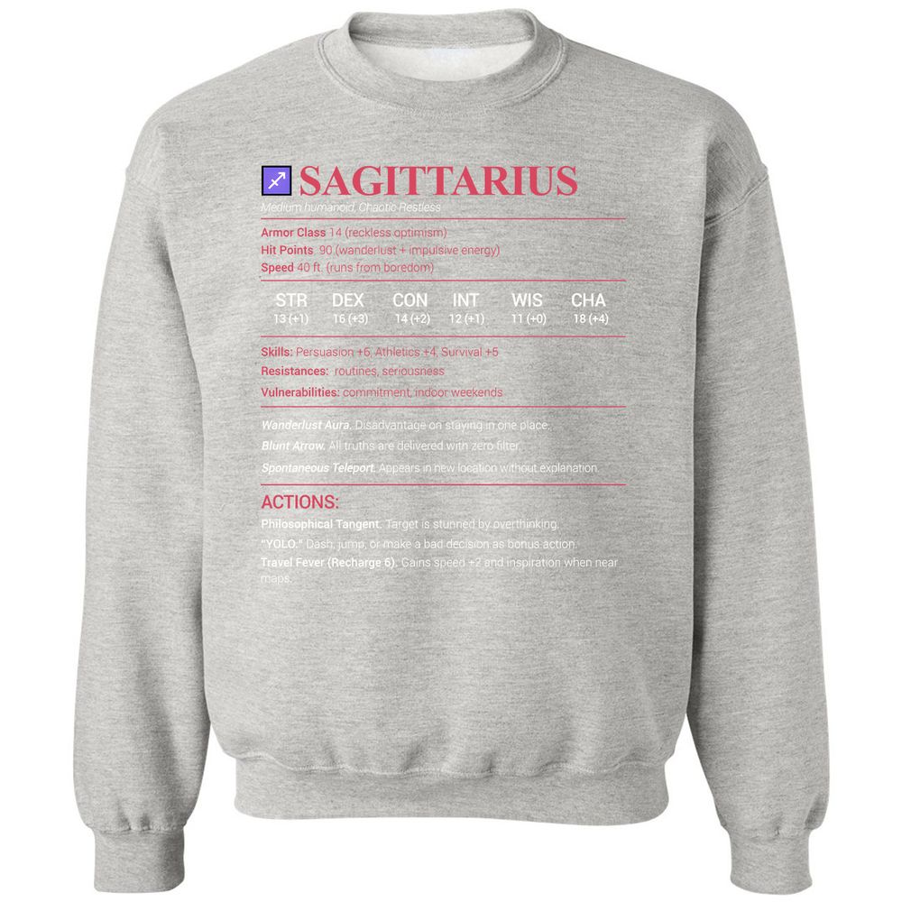 Sagittarius Stats Classic Unisex Sweatshirt - Ash - 8