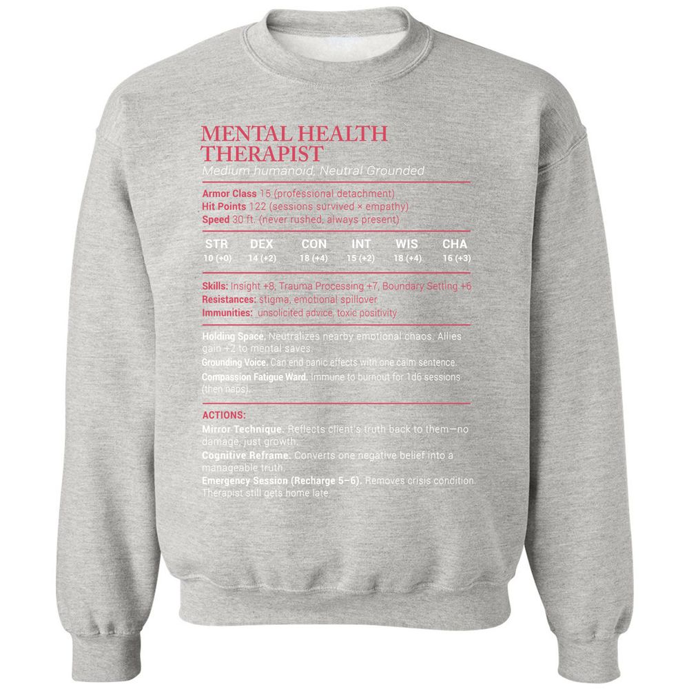 Mental Health Therapist Stats Classic Unisex Sweatshirt - Ash - 8