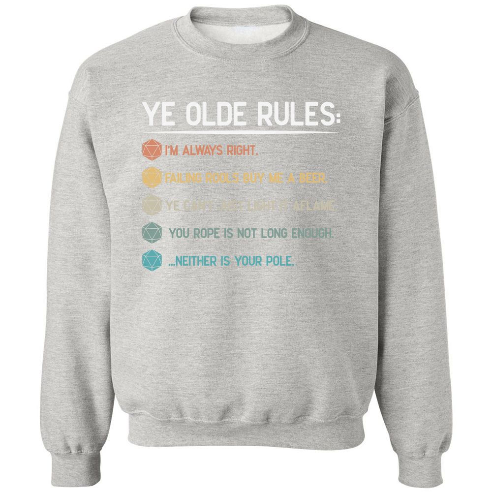 Dungeon Master Rules – Ye Olde RPG Classic Unisex Sweatshirt - Ash - 8