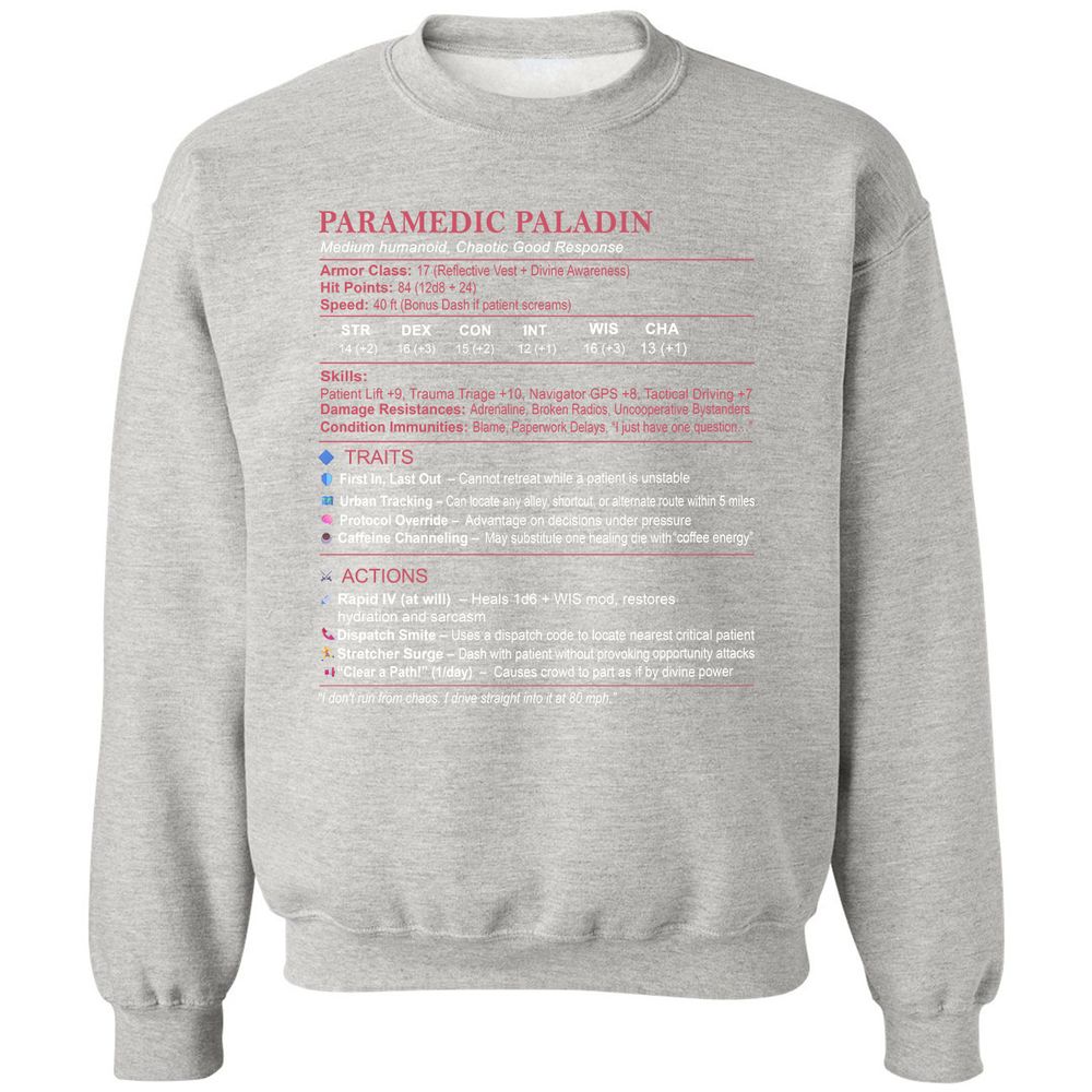 Paramedic Stats Classic Unisex Sweatshirt - Ash - 8