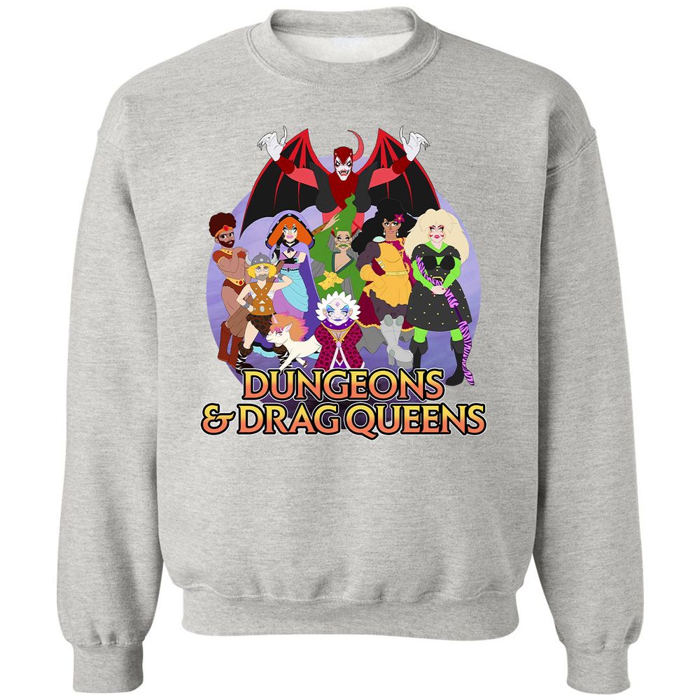 Dungeons n Drag Queens Cartoon Classic Unisex Sweatshirt - Ash - 8