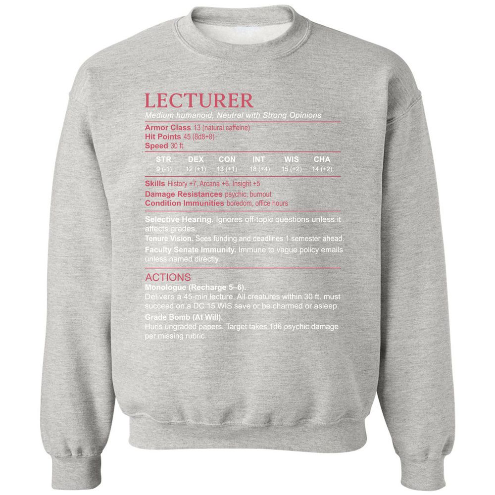Lecturer Stats Classic Unisex Sweatshirt - Ash - 8