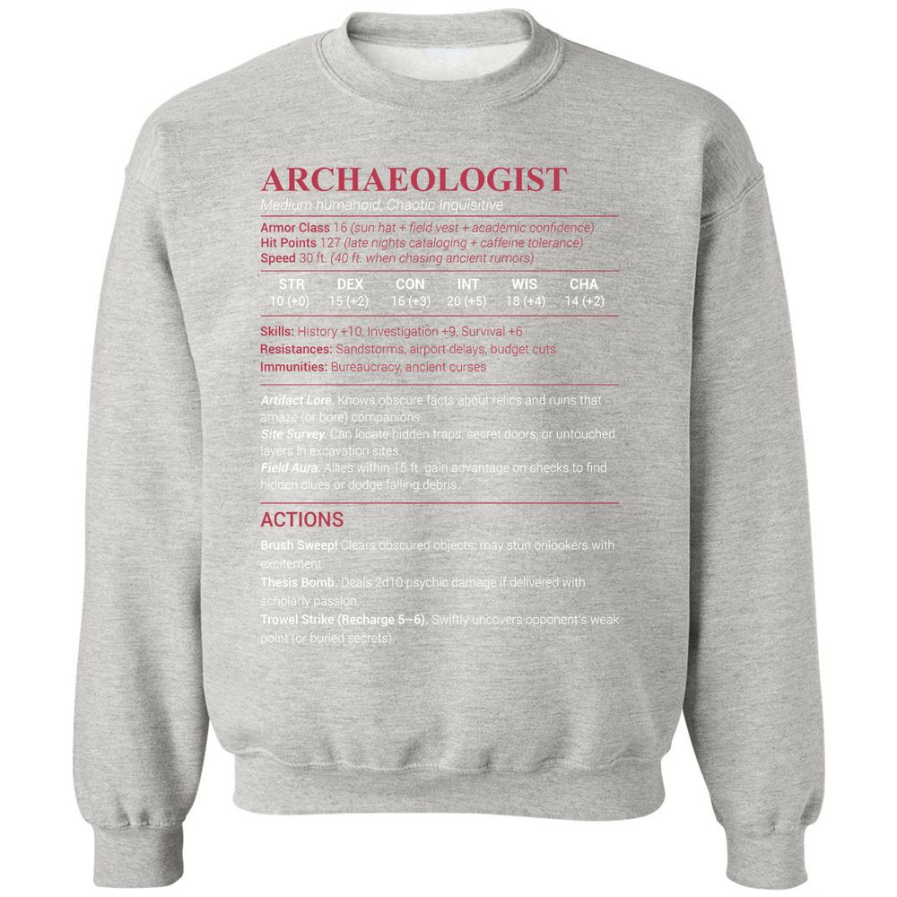 ARCHAEOLOGIST Classic Unisex Sweatshirt - Ash - 8