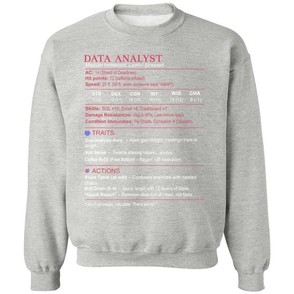 Data Analyst Stats Classic Unisex Sweatshirt - Ash - 8
