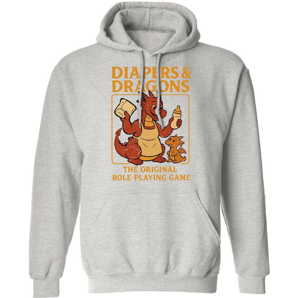 Diapers & Dragons Classic Unisex Hoodie - Ash - 8