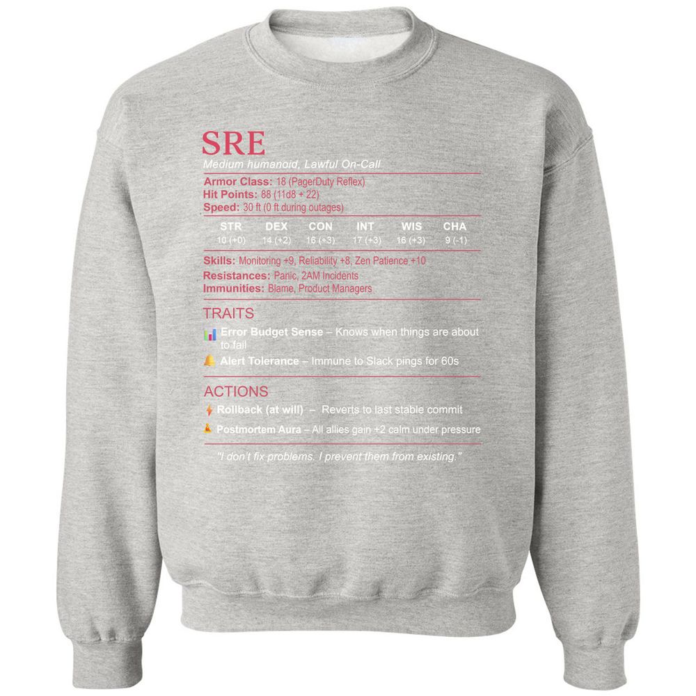 SRE Stats Classic Unisex Sweatshirt - Ash - 8
