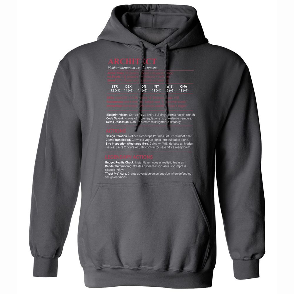 Architect Stats Classic Unisex Hoodie - Charcoal - 8