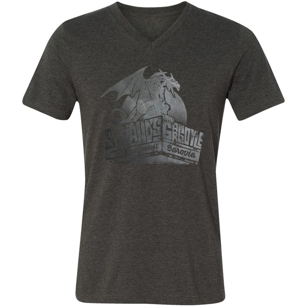 Strahd’s Gargoyle Unisex V-Neck T-Shirt - Dark Grey Heather - 8