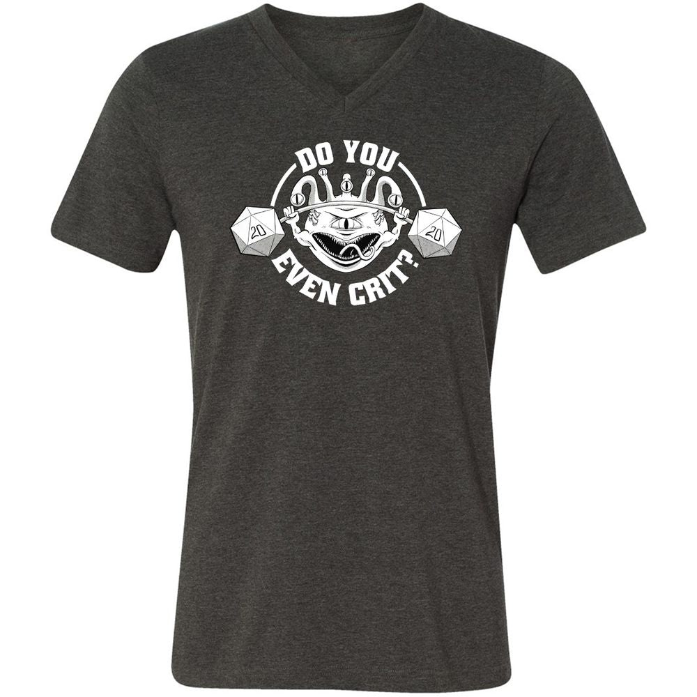 Do You Even Crit Unisex V-Neck T-Shirt - Dark Grey Heather - 8