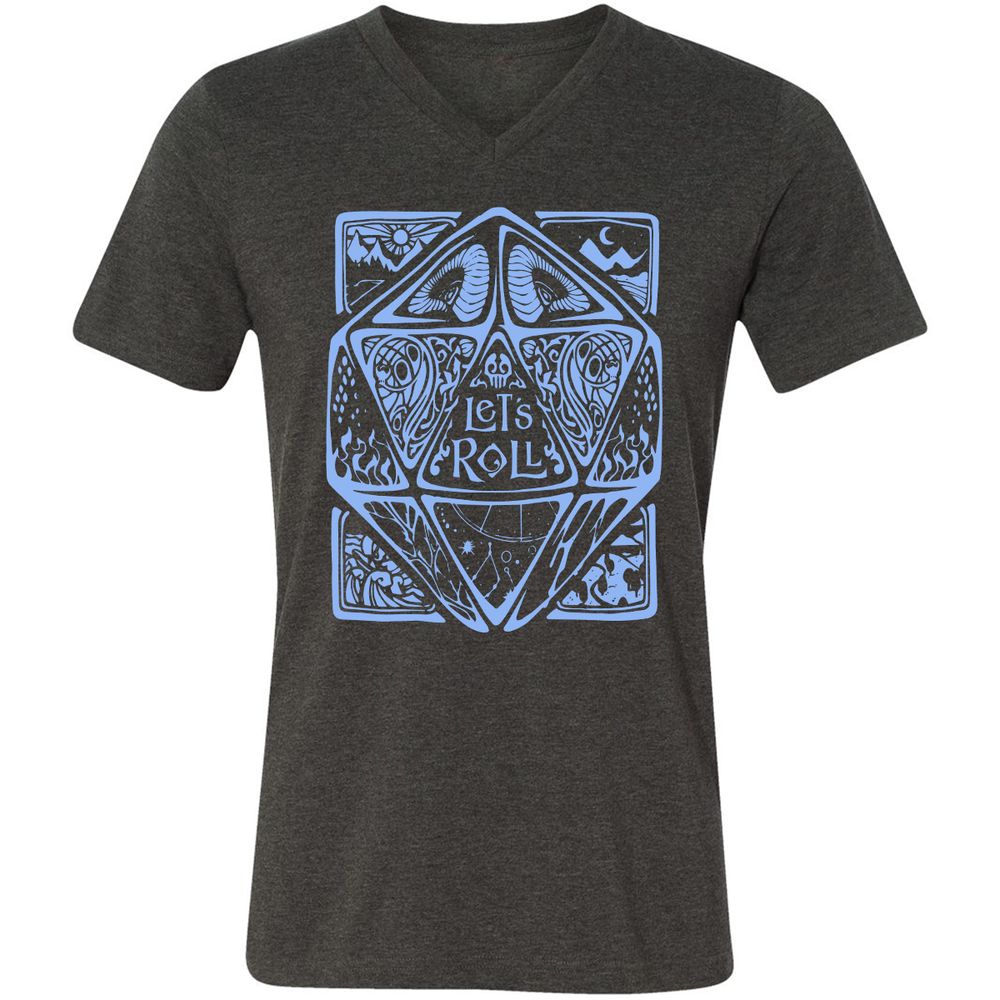 Let's Roll Unisex V-Neck T-Shirt - Dark Grey Heather - 8