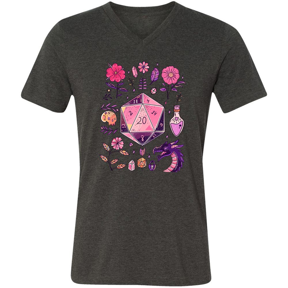 Mystic D20 Floral Dice Art - Dark Grey Heather - 8