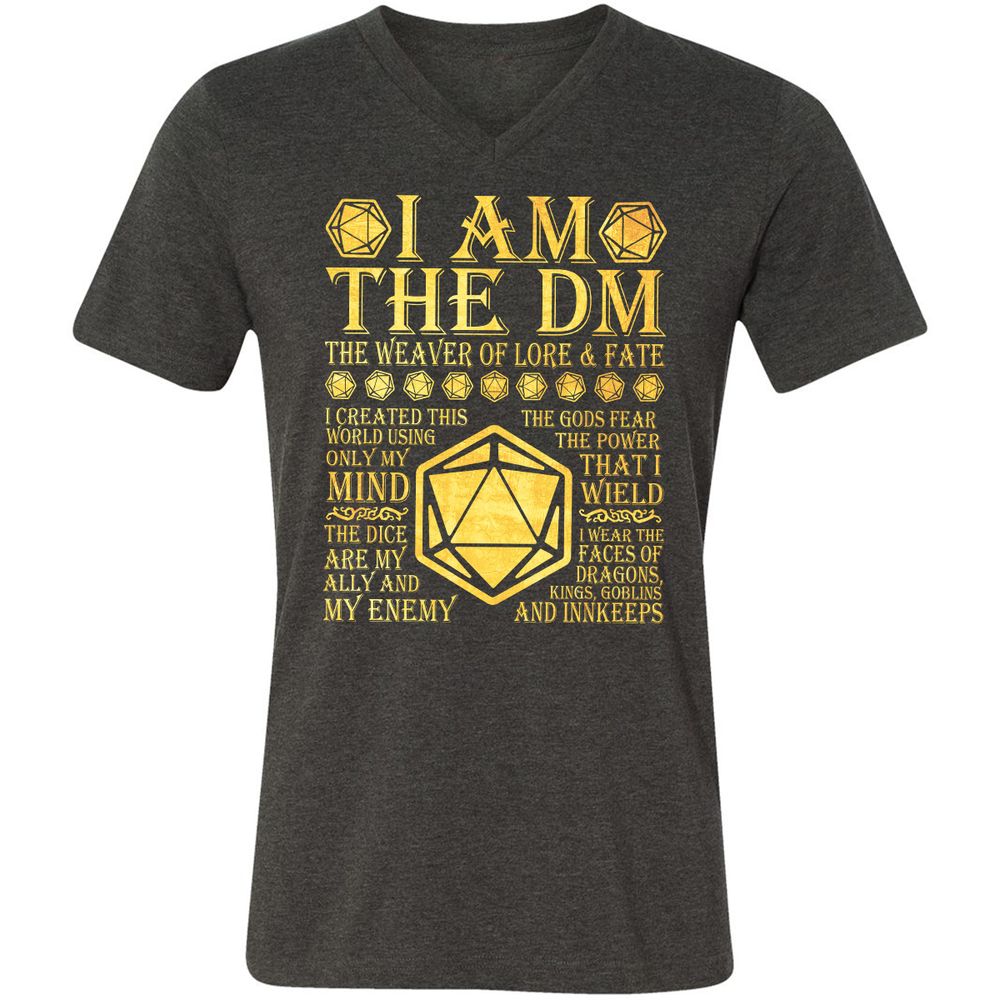 I Am The DM Unisex V-Neck T-Shirt - Dark Grey Heather - 8
