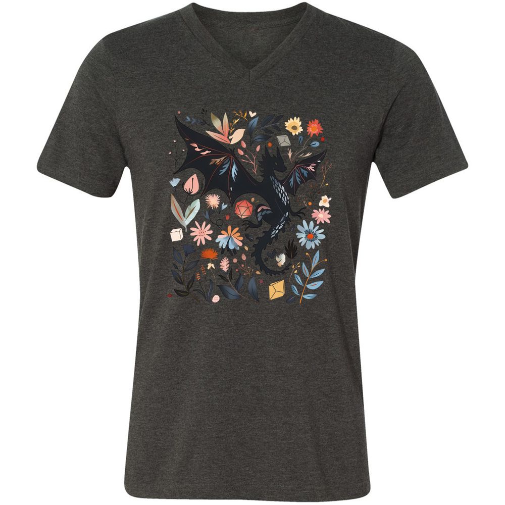 Floral DnD Dragon - Dark Grey Heather - 8