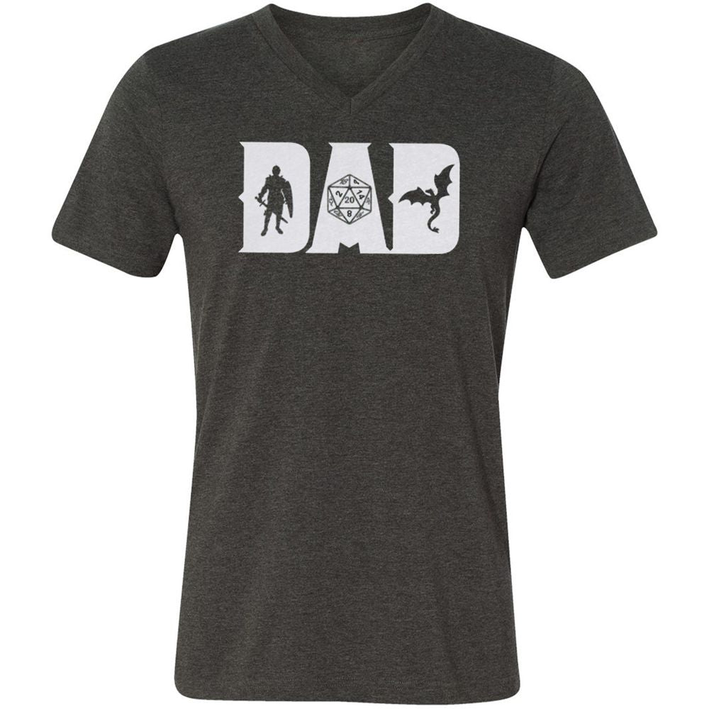 Dad Fathers Day Unisex V-Neck T-Shirt - Dark Grey Heather - 8