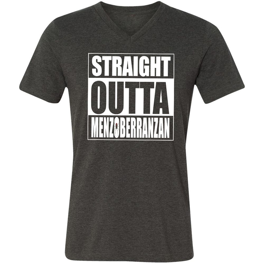 Straight Outta Menzoberranzan Unisex V-Neck T-Shirt - Dark Grey Heather - 8
