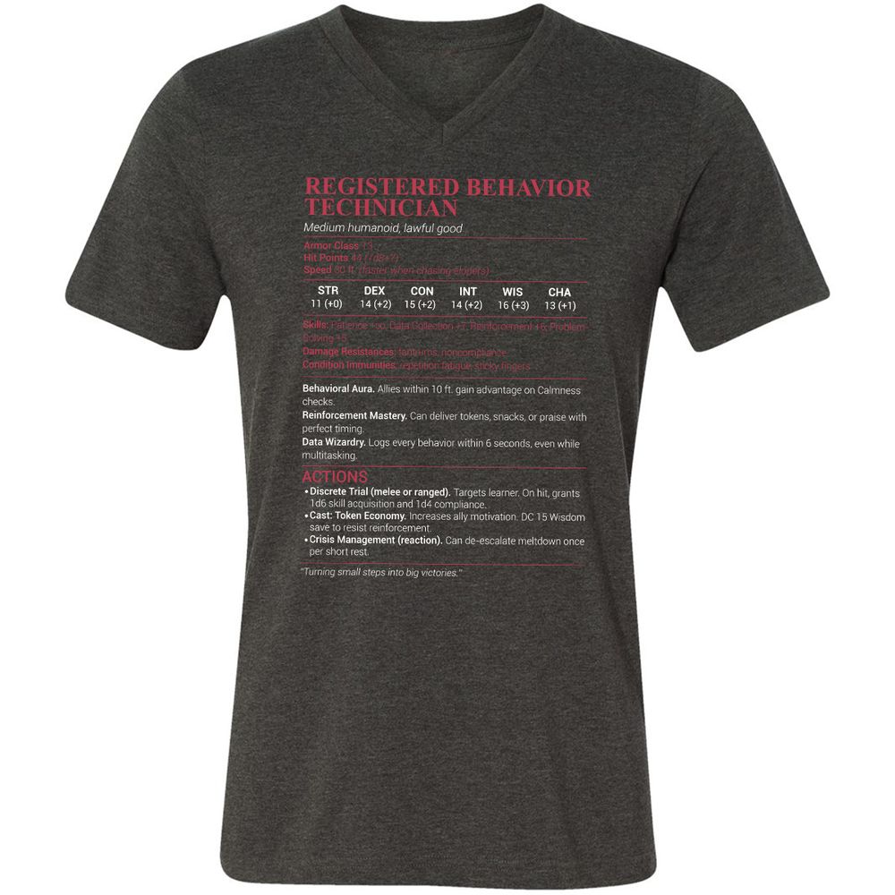 Registered Behavior Technician RBT Unisex V-Neck T-Shirt - Dark Grey Heather - 8