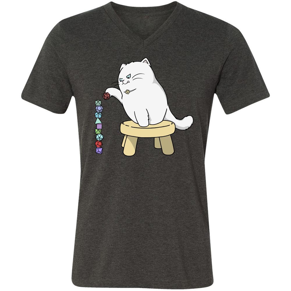 Cat Stacking Dice Unisex V-Neck T-Shirt - Dark Grey Heather - 8