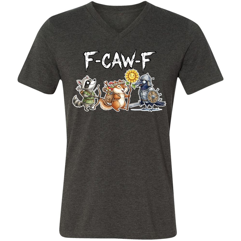 F-CAW-F Adventuring party Unisex V-Neck T-Shirt - Dark Grey Heather - 8