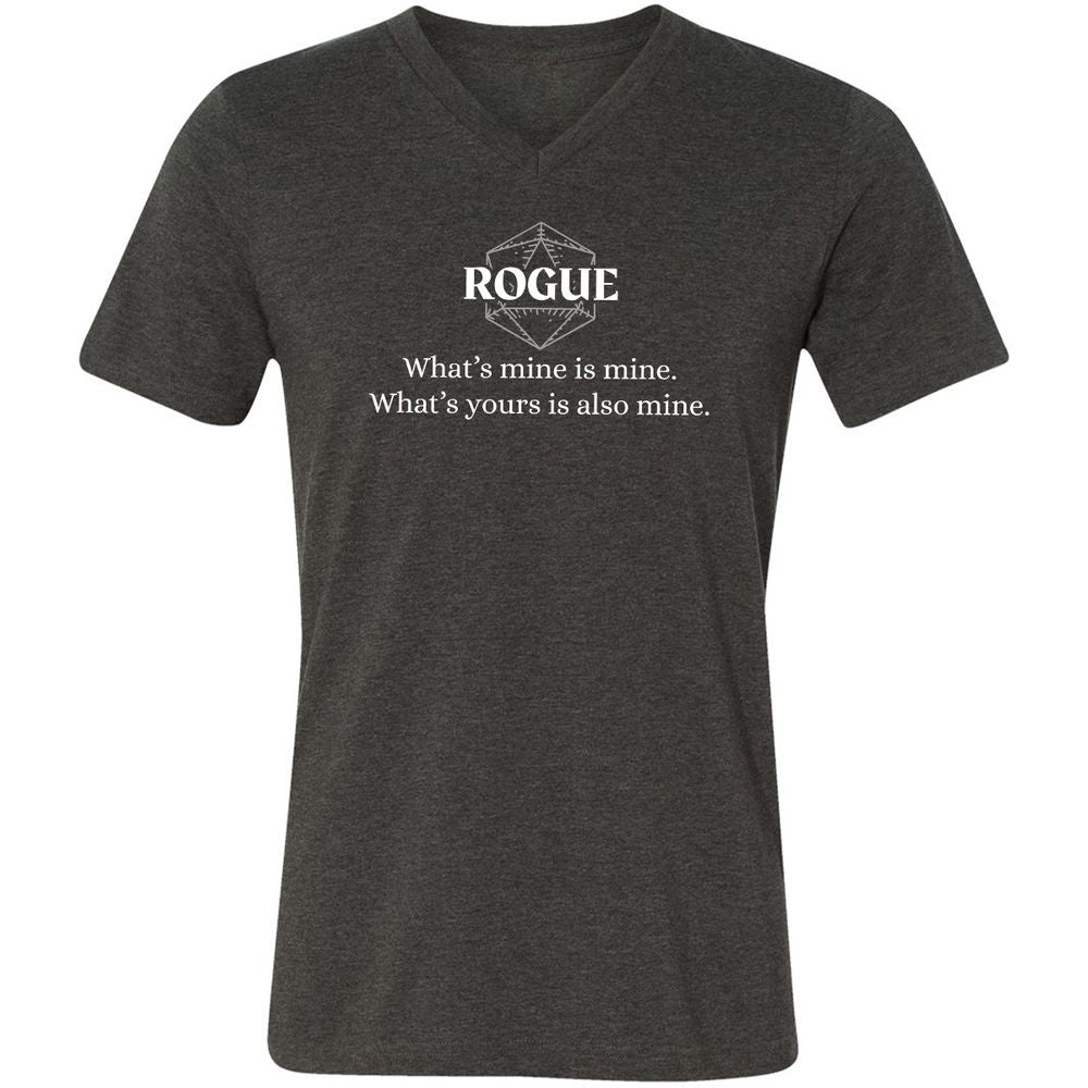 Rogue – What’s Mine Is Mine, What’s Yours Is Also Mine Unisex V-Neck T-Shirt - Dark Grey Heather - 8