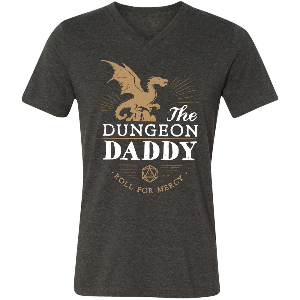 Dungeon Daddy Roll For Mercy Unisex V-Neck T-Shirt - Dark Grey Heather - 8