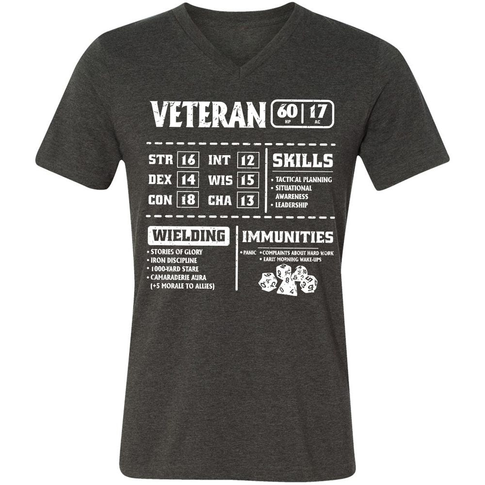 Veteran New Ver. Unisex V-Neck T-Shirt - Dark Grey Heather - 8