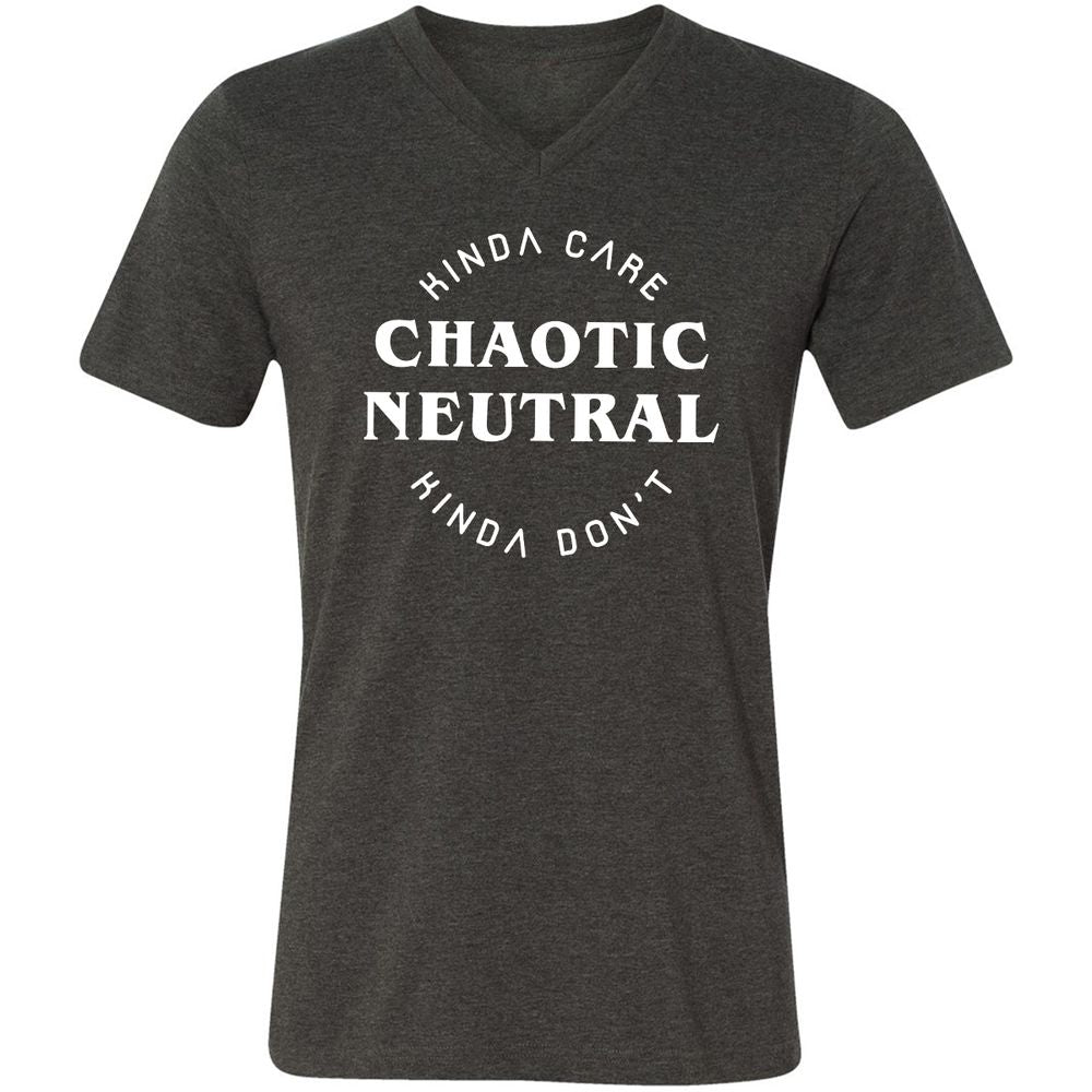 Chaotic Neutral Unisex V-Neck T-Shirt - Dark Grey Heather - 8