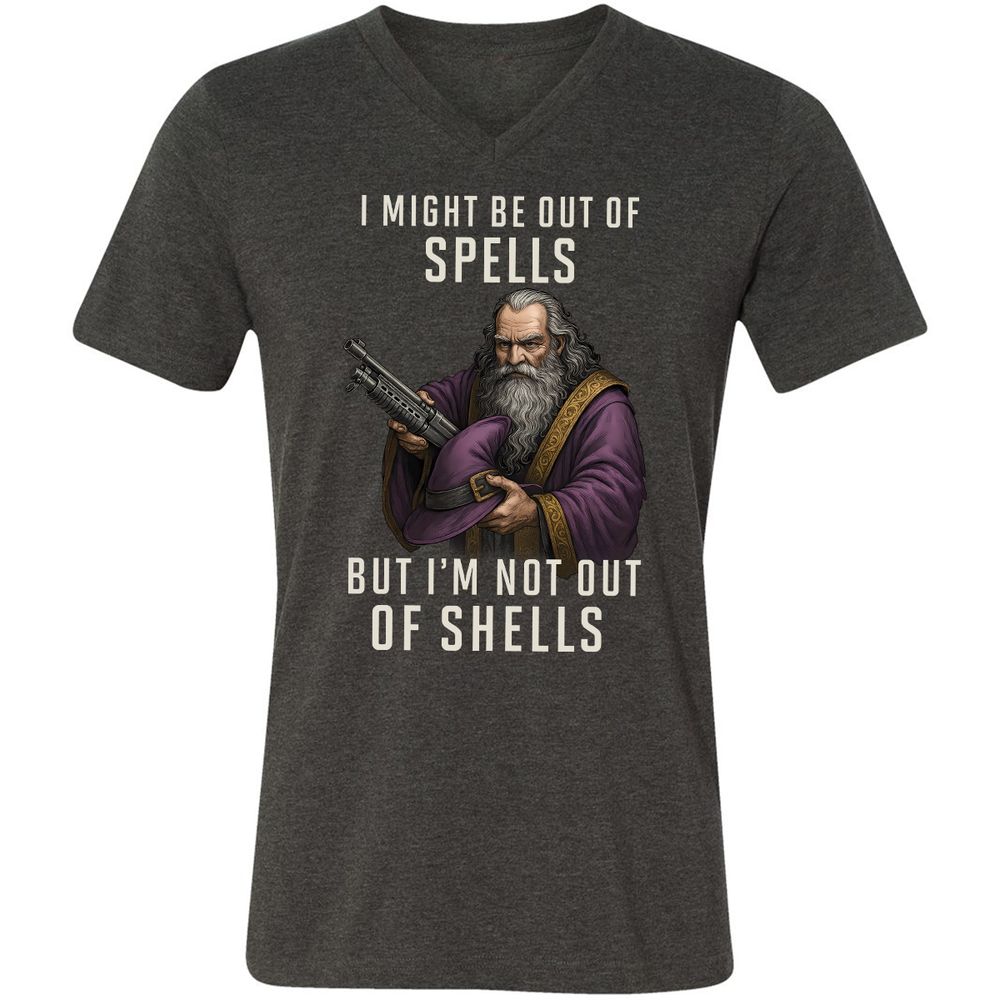 Not Out Of Shells Unisex V-Neck T-Shirt - Dark Grey Heather - 8
