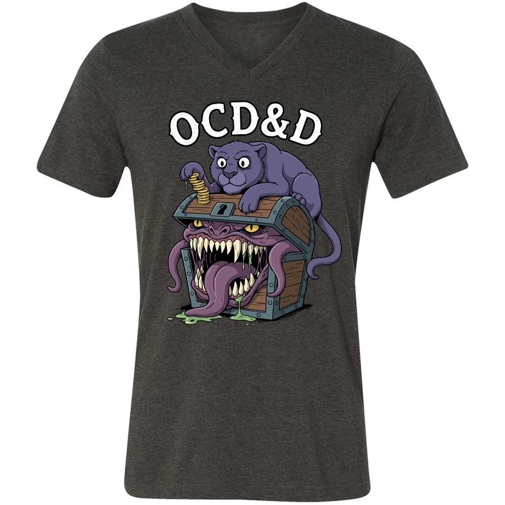 OCD&D Unisex V-Neck T-Shirt - Dark Grey Heather - 8