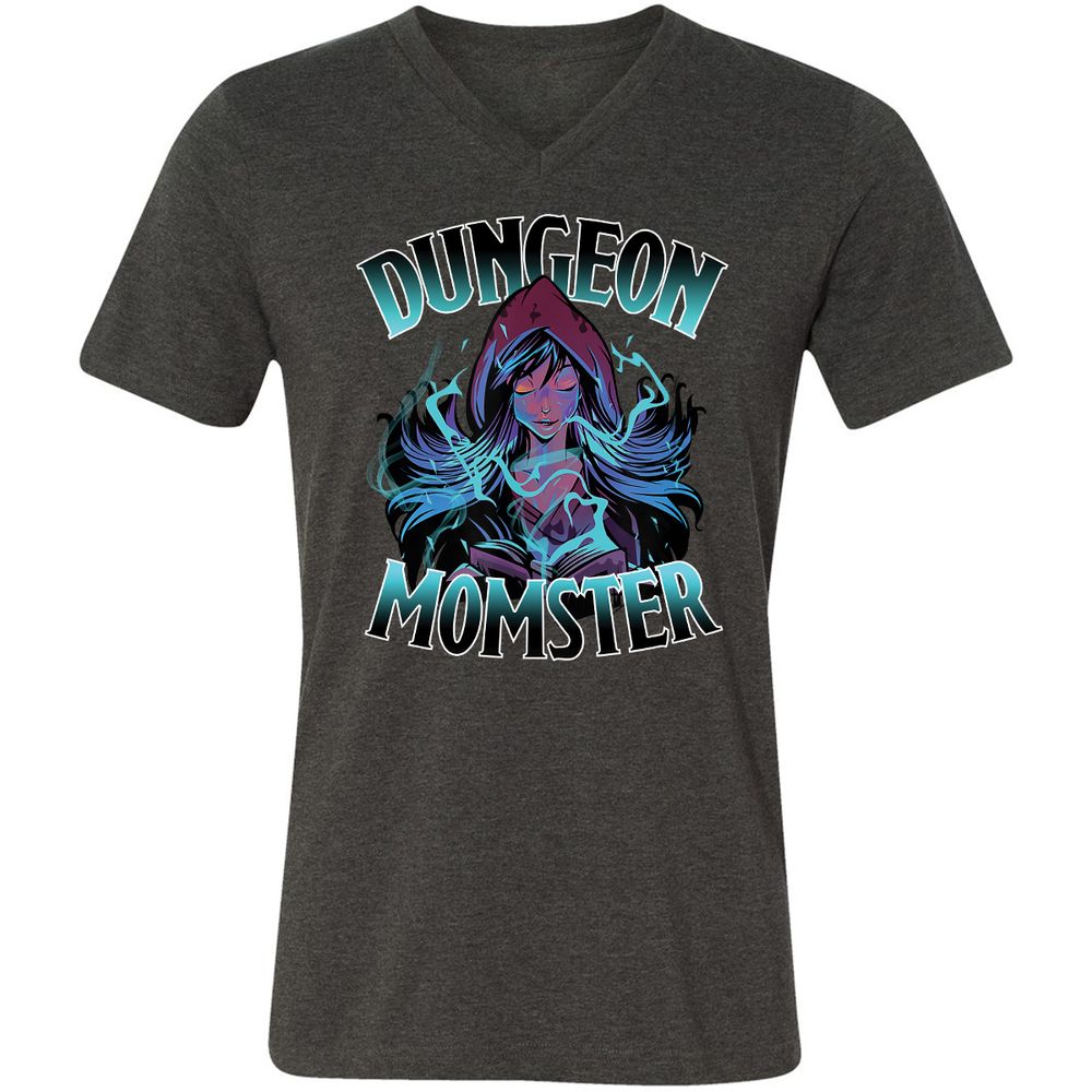 Dungeon Momster Unisex V-Neck T-Shirt - Dark Grey Heather - 8