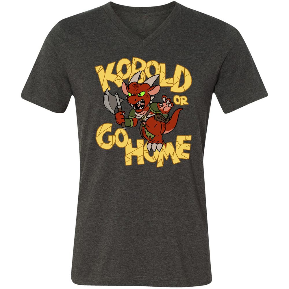 Kobold Or Go Home Unisex V-Neck T-Shirt - Dark Grey Heather - 8