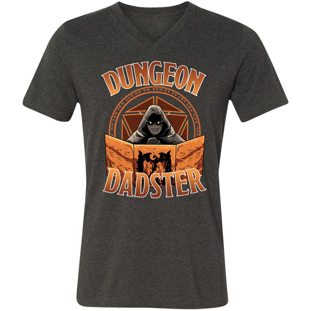 Dungeon Dadster Unisex V-Neck T-Shirt - Dark Grey Heather - 8