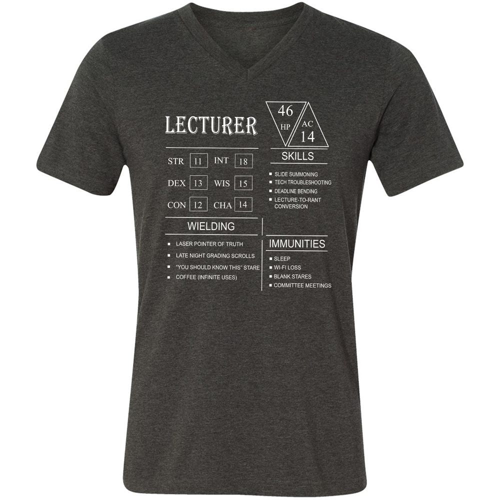 Lecturer New Unisex V-Neck T-Shirt - Dark Grey Heather - 8