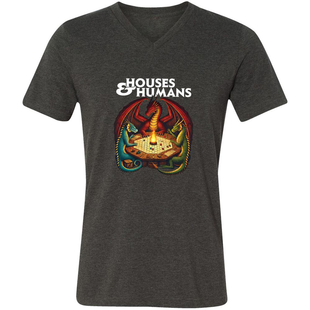 Houses & Humans Unisex V-Neck T-Shirt - Dark Grey Heather - 8