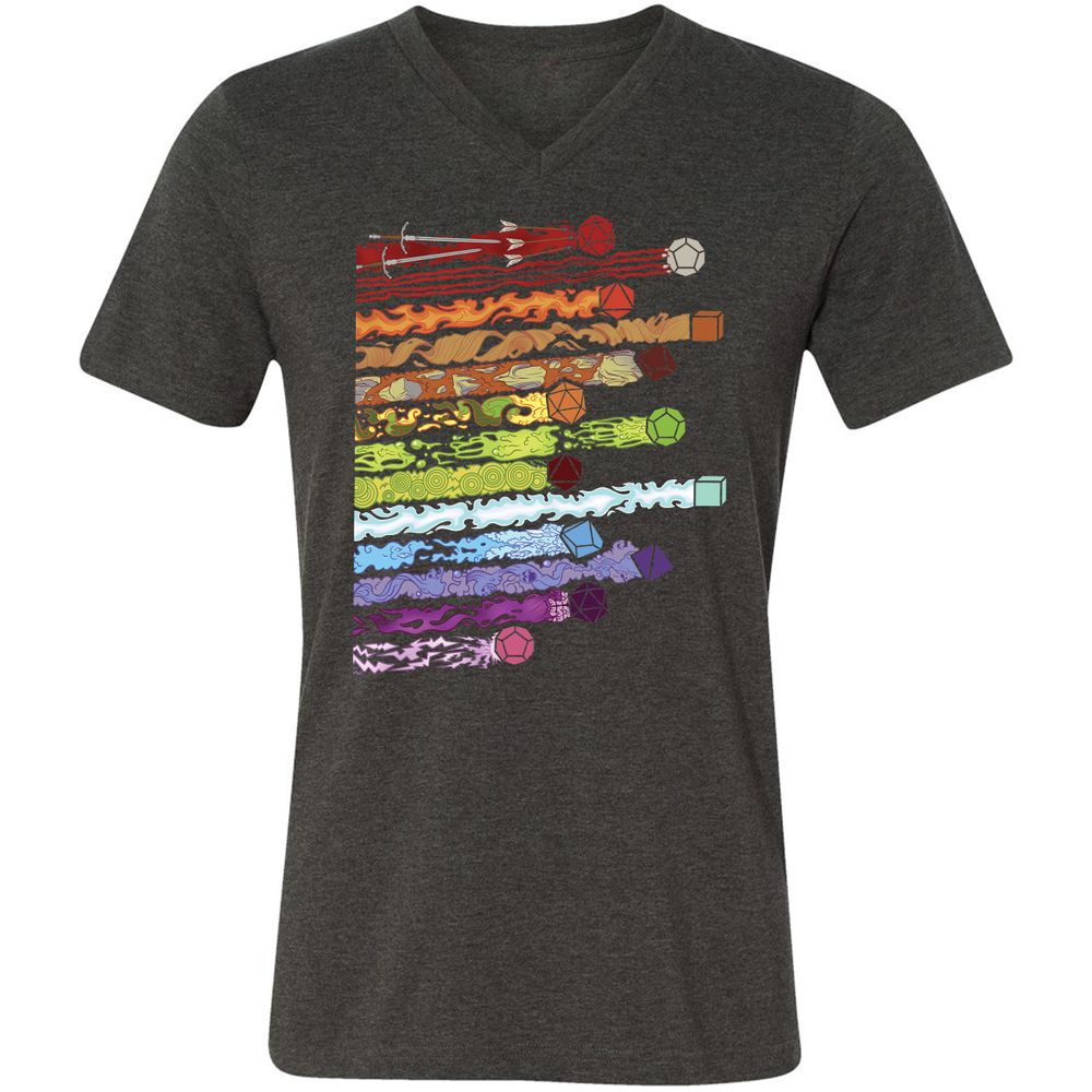 Damage Dices Unisex V-Neck T-Shirt - Dark Grey Heather - 8
