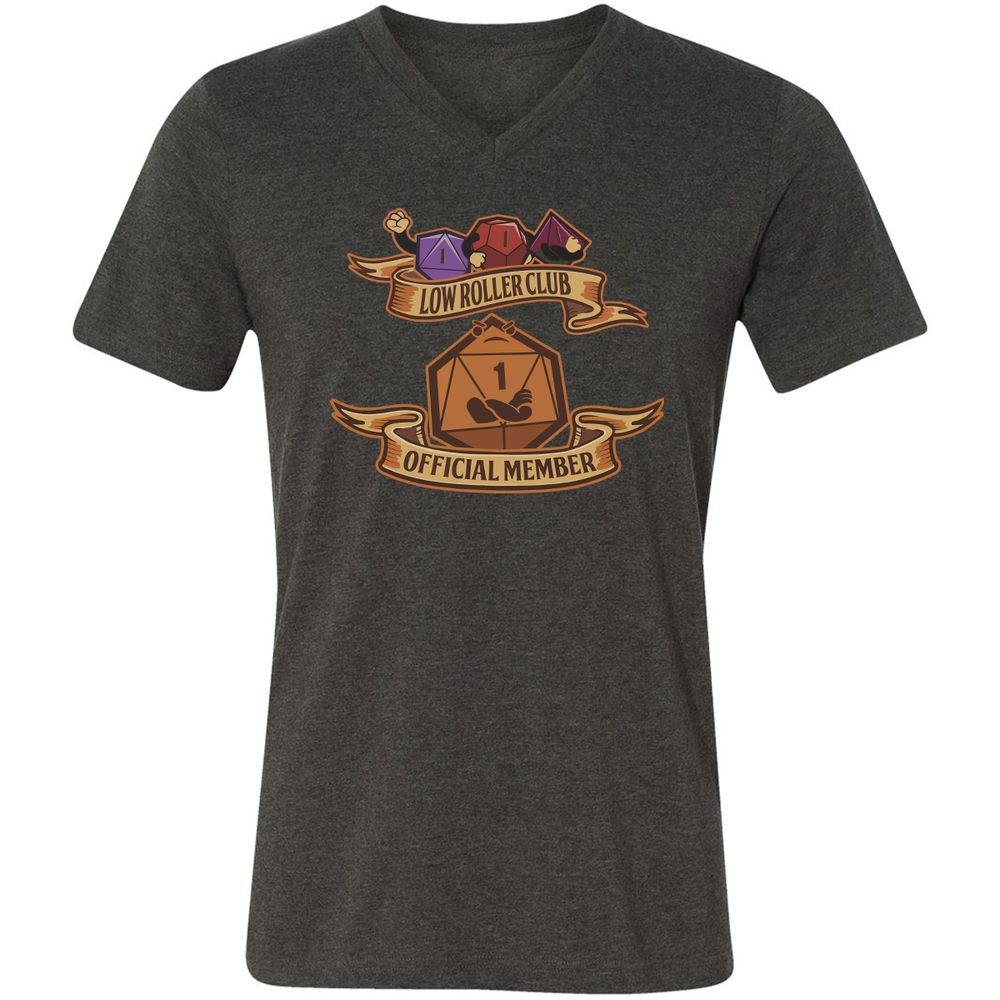Low Roller Club Unisex V-Neck T-Shirt - Dark Grey Heather - 8