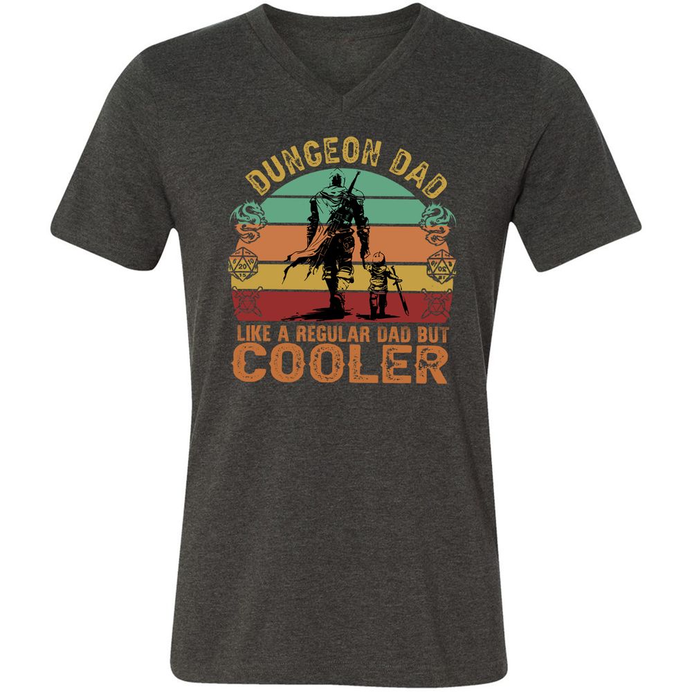 Dungeon Dad Like A Regular Dad Unisex V-Neck T-Shirt - Dark Grey Heather - 8