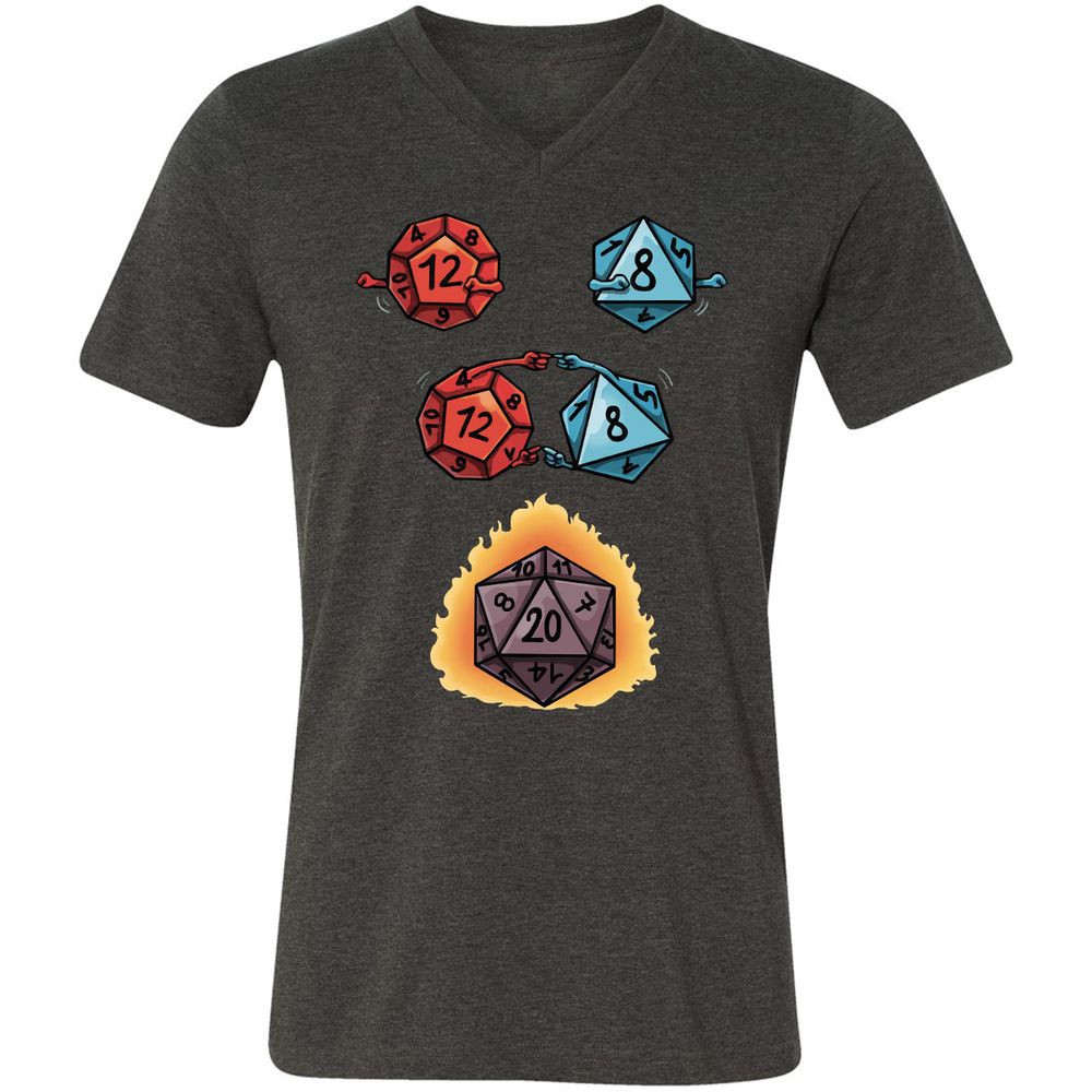 Dice Fusion RPG Unisex V-Neck T-Shirt - Dark Grey Heather - 8