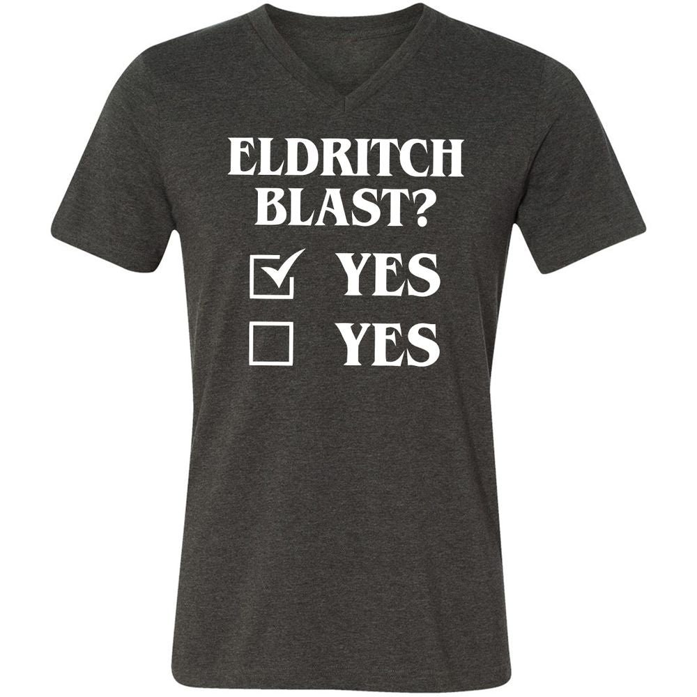 Eldritch Blast Yes Unisex V-Neck T-Shirt - Dark Grey Heather - 8