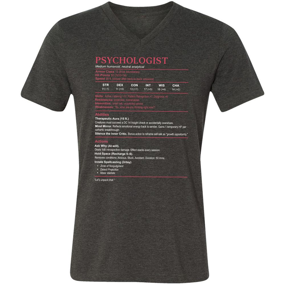 Psychologist Stats Unisex V-Neck T-Shirt - Dark Grey Heather - 8