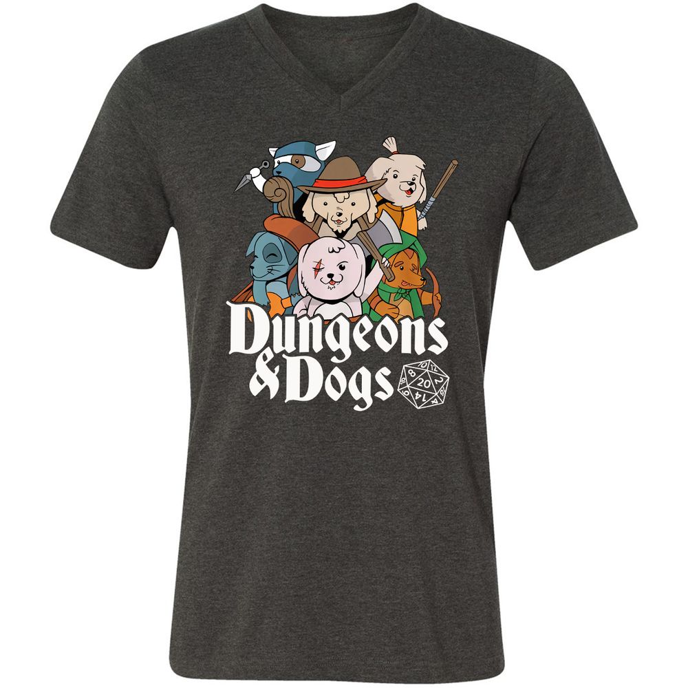 Dungeons & Dogs Unisex V-Neck T-Shirt - Dark Grey Heather - 8