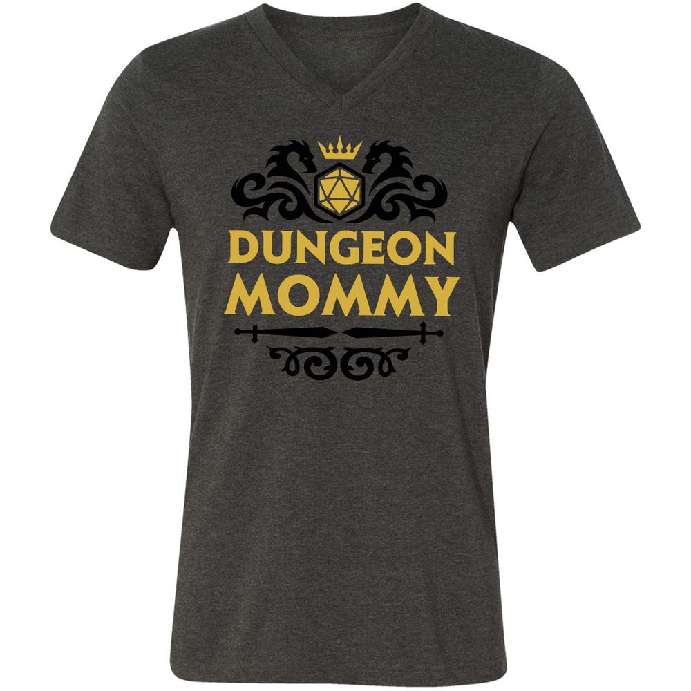 Dungeon Mommy Unisex V-Neck T-Shirt - Dark Grey Heather - 8