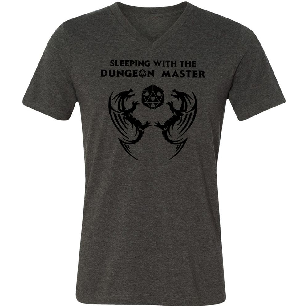 Sleeping With The DM Unisex V-Neck T-Shirt - Dark Grey Heather - 8