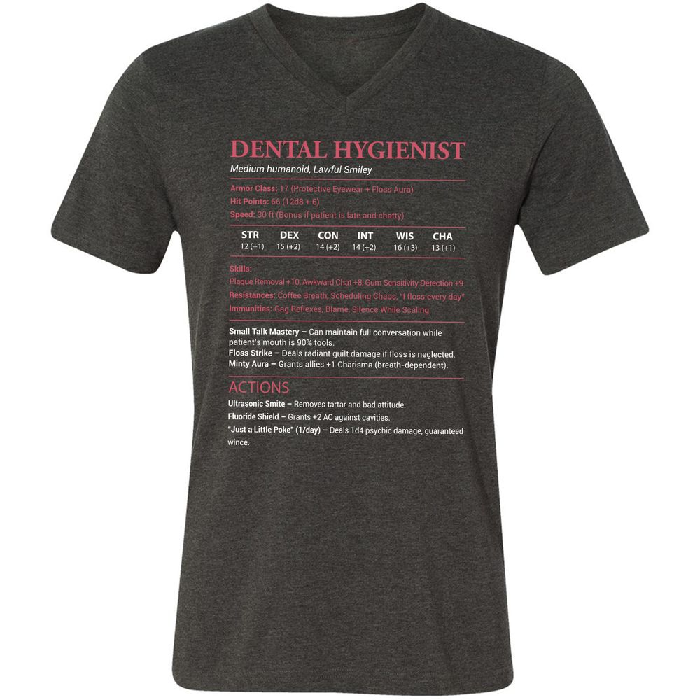 Dental Hygienist Unisex V-Neck T-Shirt - Dark Grey Heather - 8