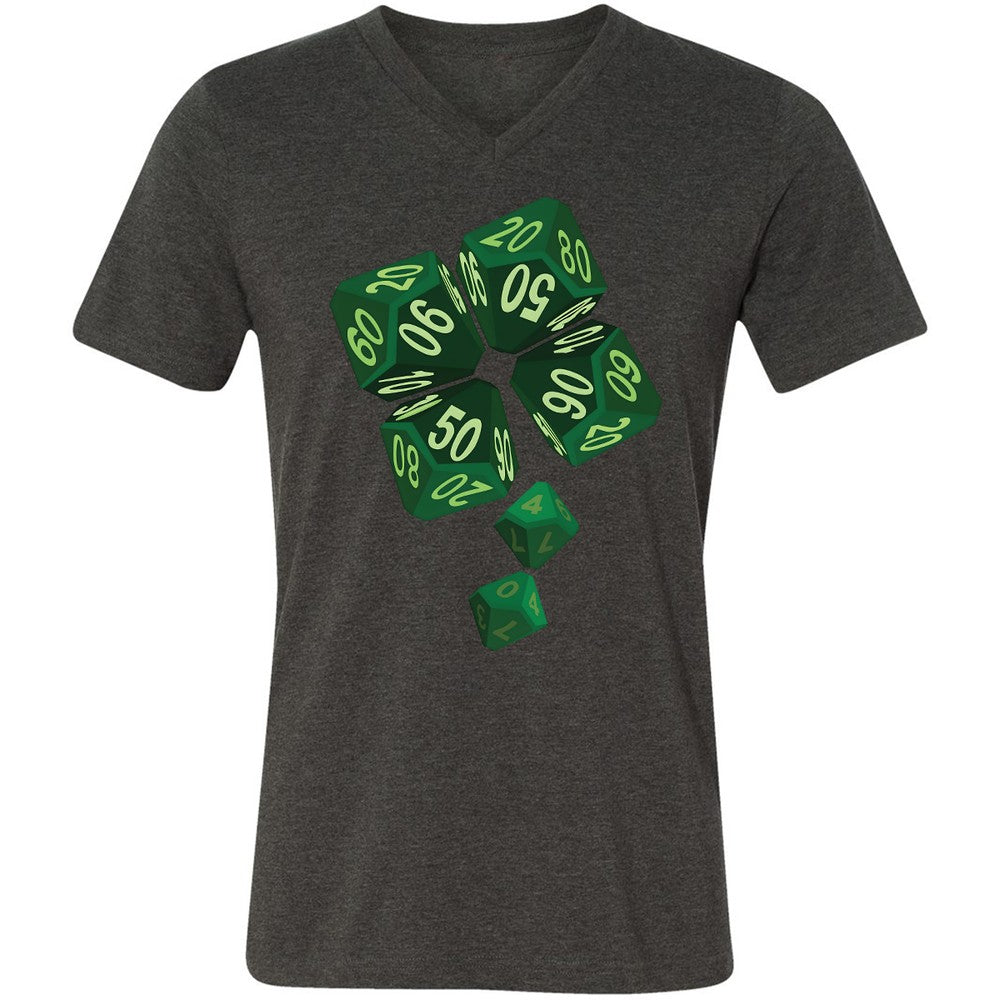 Dice Clover Unisex V-Neck T-Shirt - Dark Grey Heather - 8