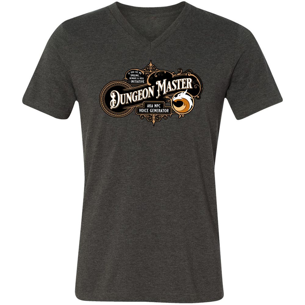 Dungeon Master Unisex V-Neck T-Shirt - Dark Grey Heather - 8