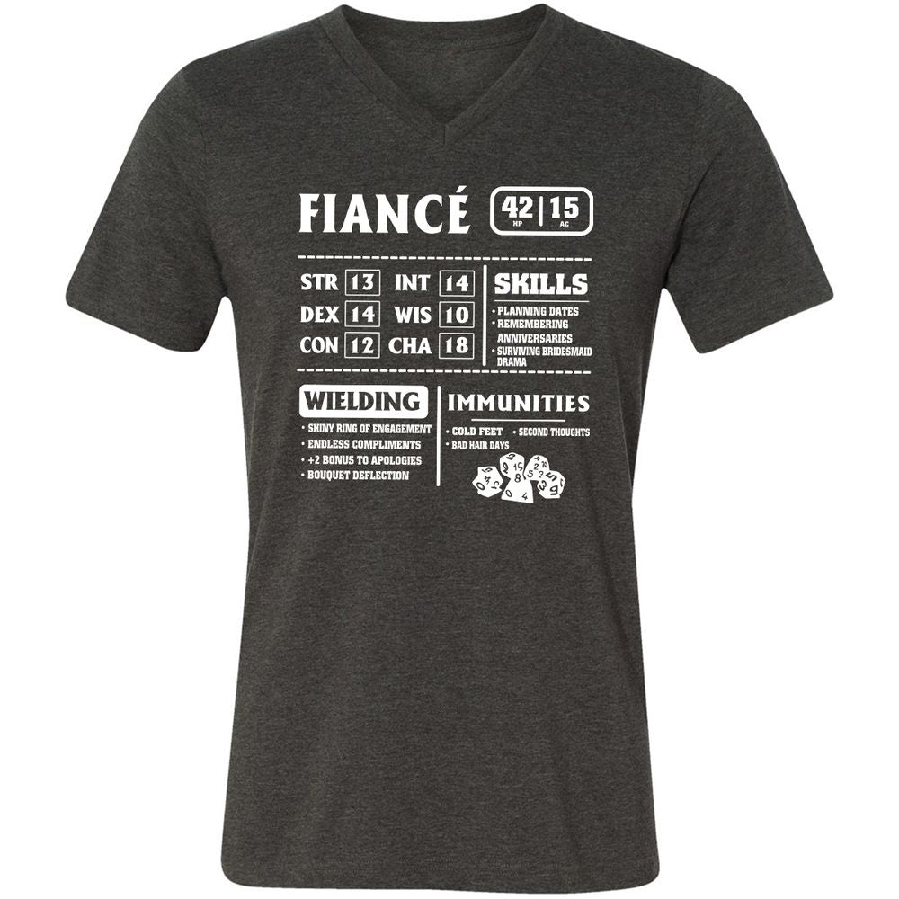 Fiance Stats Unisex V-Neck T-Shirt - Dark Grey Heather - 8