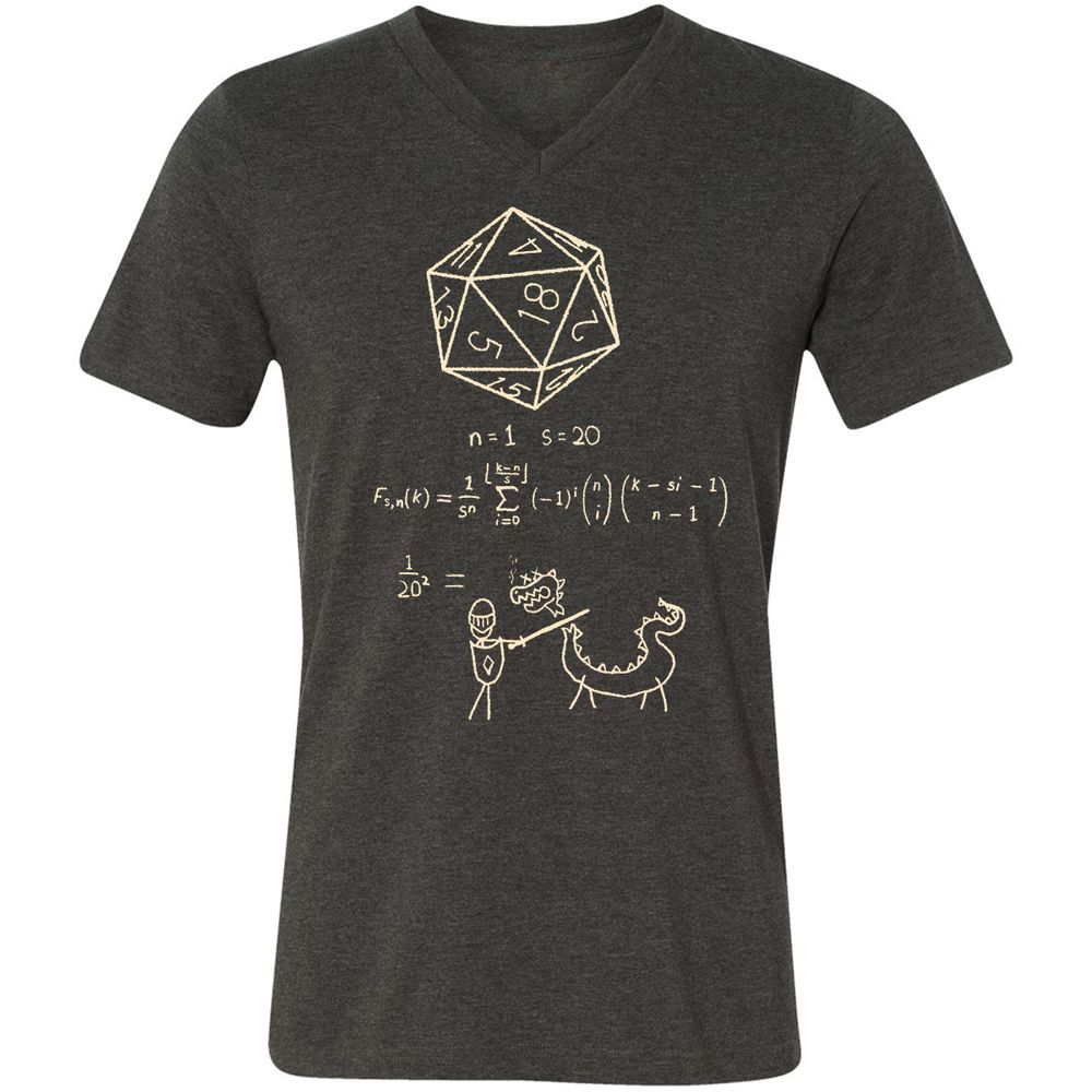 Science Of20 Sided Dice Unisex V-Neck T-Shirt - Dark Grey Heather - 8