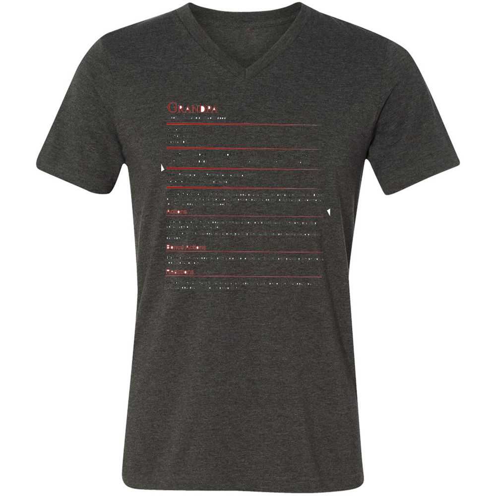 Grandpa Stat Block Unisex V-Neck T-Shirt - Dark Grey Heather - 8