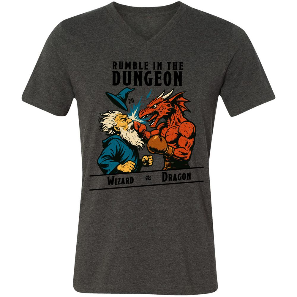 Rumble in the Dungeon Unisex V-Neck T-Shirt - Dark Grey Heather - 8